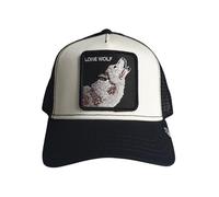 Goorin Bros The Farm Casquette de camionneur avec languette de réglage à boutons-pression, noir/blanc, motif loup original (The Lone Wolf), taille unique, unisexe, taille unique