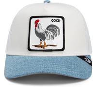 Goorin Bros. Rooster Fan Institution Ball Club Coq Design Denim Blanc Bleu Clair Casquette de Camionneur Ajustable