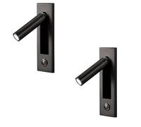 Goorvoucs 2X Lampes de Lecture, Tête de Lit Applique Murale Liseuse Encastré Interrupteur Poussoir Lampes Murales pour Salon, Chambre Noir