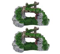 Goorvoucs 2X Résine Moss Bridge Fish Play Grotte Décor pour Fish Tank Aquarium Ornement