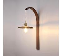 Gooseneck Wall Sconce with Wood Accent Vintage Amber White Ceramic Glass Shade Mid Century Modern Farmhouse Lamp for Bedroom Living Room(Style 2)/Style 1