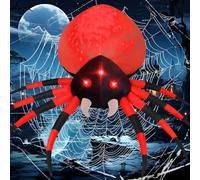 GOOSH Araignée gonflable d'Halloween de 3,7 m de large avec lumière magique, gonflables pour cour, jardin, pelouse