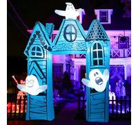 GOOSH Arche gonflable d'Halloween de 3,5 m - Décorations extérieures gonflables - Château antique avec fantôme avec LED intégrées pour jardin, pelouse, décoration de fête intérieure