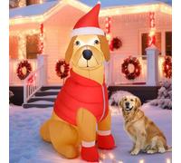 GOOSH Décorations de Noël gonflables pour chien - 1,5 m - Chapeau de Noël pour chien - Manteau en duvet avec LED intégrées pour fête de vacances, décoration intérieure, jardin, pelouse