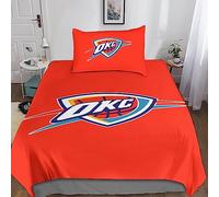 GOOSMI Oklahoma City Thunder 3D Imprimé Parure De Lit 2 Pièces avec Housse De Couette Et Taies d'oreiller,Ensemble De Literie en Microfibre Douce NBA Team Logo Housses De Couettes Single（135x200cm）