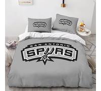 GOOSMI San Antonio Spurs 3D Imprimé Literie Set Housse De Couette Soft Microfibre NBA Team Logo Housses De Couettes avec Taie d'oreiller Parure De Lit 3 Pièces avec Fermeture Éclair Double（200x200cm）