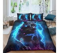 GOOSMI Sci-FI Panther Housses De Couettes pour Adultes Et Enfants 3D Imprimé Panther Housse De Couette Parure De Lit avec Taies E avec Fermeture À Glissière Microfibr 3 Pièces Double（200x200cm）