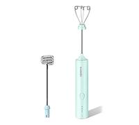 GOOTHDY Batteur à œufs Portable, mousseur à Lait Amovible Lavable avec 2 tiges de mélange, 4 Vitesses, Commande à Un Bouton, Batteur à œufs Automatique électrique