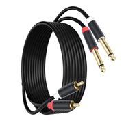 GOOTHDY Câble 1/4 pouce 2RCA, coque en métal plaqué, 3m | Câble sonore professionnel pour amplificateur, coque en métal plaqué or, interconnexion séparateur en Y robuste