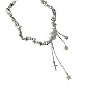 GOOTHDY Copie incohérente élaborée de la chaîne à paillettes en pierre, chaîne modifiable, sentiment de bordure en étoile, bijoux à la mode pour femmes, fête quotidienne, sphère de pierre incohérente