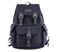 GOOTIUM Sac à Dos en Toile - Voyage Vintage, Noir (Small), S, Décontracté