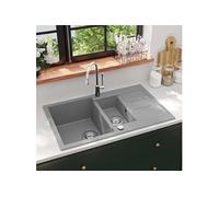 Gootsteen dubbele bak graniet grijs 142951