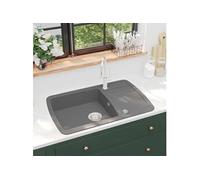 vidaXL Évier de cuisine en granit Bac unique Gris