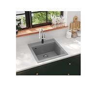 vidaXL Évier de cuisine Bac unique en granit Gris