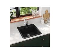 vidaXL Évier de cuisine en granit Bac unique Noir 142948