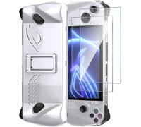 Goou-Asus Rog Ally Coque Avec Support,Avec 2 Verre Trempé,Asus Rog Ally Transparent Case [Anti-Slip] [Anti-Fingerprint] [Anti-Choc] [Anti-Jaunissement] (Transparent)
