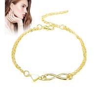 Goowafur Bracelet à Breloques cœur d'amour | Bijoux d'amitié avec breloque Coeur Infini,Cadeau d'anniversaire de Bracelet de Lien de Charme de Symbole de Coeur pour des Femmes