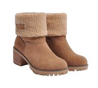 Goowafur Chaussures Bottes à Talons épais, Bottes d'hiver Confortables pour Femmes avec Talon épais, Chaussons d'hiver Chics, Chaussures de Neige durables pour Filles, Dames, Personnes âgées