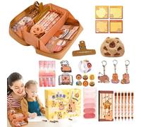 Goowafur Fournitures Scolaires Capybara,Trousse Pinceaux Maquillage Dessin Animé - Trousse Multifonction pour Et Adolescents, Organisateur De Stylos avec Autocollants, Pinces Et Accessoires