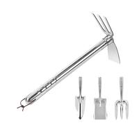 Goowafur Outils de Jardinage à Main - 4 pièces en acier inoxydable pour le travail du sol - De Creusement, Râteau, Outils Jardinage | Pour Jardiniers Femmes Hommes Seniors Adultes Pelouse Arrière-Cour