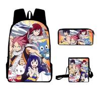 Gooyeh Fairy Tail Sac à dos - Jeu d'anime Boîte à crayons Sac à bandoulière, Lucy Heartfilia, Erza Scarlet, Sac à dos de jour, cartable, sac à dos pour étudiants, 3 pièces, Type 9., 40 * 30 * 13 cm