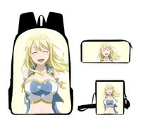 Gooyeh Fairy Tail Sac à dos - Jeu d'anime Boîte à crayons Sac à bandoulière, Lucy Heartfilia, Erza Scarlet, Sac à dos de jour, cartable, sac à dos pour étudiants, 3 pièces, Type 3., 40 * 30 * 13 cm
