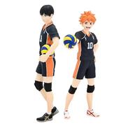 Gooyeh Haikyuu Lot de 2 figurines de dessin animé Tobio Kageyama Shoyo Hinata Statue modèle PVC Sculpture Décoration de bureau Objet de collection 18 cm