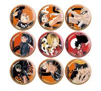 Gooyeh Haikyuu Lot de 9 badges Hinata Shoyo/Tobio Kageyama/Kotaro Bokuto/Akaashi Keiji/Iwaizumi Hajime/Kuroo Tetsurou Anime Broche mignonne décoration de vêtements, 58mm, Métal