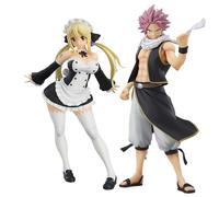 Gooyeh Lot de 2 figurines d'anime Fairy Tail Natsu Dragneel et Lucy Heartfilia - Statue en PVC - Modèle de bureau - Décoration de maison - Objets de collection - Cadeaux 17 cm + 19 cm