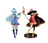 Gooyeh Lot de 2 figurines KONOSUBA Bénédiction de Dieu sur ce monde merveilleux - Figurine magique fille mégumin et aqua - Statue modèle ornement collection cadeau 20 cm
