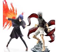 Gooyeh Lot de 2 figurines Tokyo Ghoul Anime Kaneki Ken et Kirishima Toka - Figurine d'action en PVC - Modèle ornement - Décoration de bureau - Collection de fans d'anime - Boîte cadeau - 26 cm