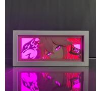 Gooyeh Raiden Ei/Yae Miko Anime Led Light Box Veilleuse, Xiao, Lampe d'ombre Manga multi-couleurs, Anime Peripherals Paper Sculpture Lamp, Lampe Décoration de Bureau