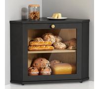 Goozii Boîte à pain d'angle pour comptoir de cuisine, récipient de rangement pour pain fait maison, boîte à pain à deux couches sous l'armoire, grand support à pain pour comptoir de cuisine, étagère