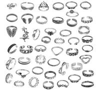 GoPaw Ensemble de Bagues pour Femmes Filles Bagues de Pouce Argent Vintage Bohemian Joint Finger Midi Rings Set Stacking Rings Pack pour Cadeau (47, Argent)