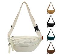 GoPaw Sac Banane Femme Velours Côtelé, Banane Femme Velours avec Sangle Réglable, Sac Banane à Bandoulière pour Adolescentes et Adultes (Blanc)