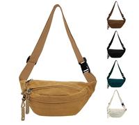 GoPaw Sac Banane Femme Velours Côtelé, Banane Femme Velours avec Sangle Réglable, Sac Banane à Bandoulière pour Adolescentes et Adultes (Jaune)