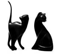 GOPERFUMME 2pcs Chat Ornements Sculpture Abstraite, Moderne Statue Décoration d'intérieur, Sculptures Décoratives Maison Bureau, Cadeau Noël, Statuette Resine, Moderne Accessoires Décoration (Noir)
