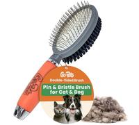 GoPets Brosse de toilettage professionnelle double face avec poils et picots pour chiens et chats à poils courts, moyens ou longs.