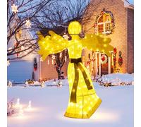GOPLUS 150 cm Ange Noël, Décoration Noel Extérieur Lumineurse, 100 LED Intégrées, Piquets de Sol, Attaches Zippées, Ange Pré-éclairé pour Les Fêtes, pour Jardin, Porche, Cour, Maison
