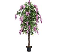 GOPLUS 180 cm Plante Artificielle en Pot, Art Faux Bonsaï Décoration en Plastique, Simulation Décorations Paysager à Intérieur ou Extérieur (Wistera)