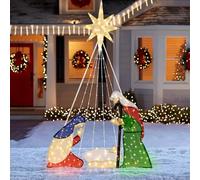 GOPLUS 180CM Crèche Lumineuse, Lot de Sainte Famille avec 240 Lumières LED, Decoration Noel Exterieur Lumineuse avec ttaches Zippées & Piquets Métalliques pourIntérieur, Jardin, Cour,Pelouse (Jesus)