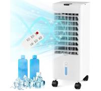 GOPLUS 2,8L Climatiseur Mobile sans Évacuation-3 Vitesses 2 Blocs de Glace,Minuterie 12H-avec Télécommande Blanc