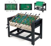 GOPLUS 2 en 1 Table Baby-Foot & Billard, 2 Balles&Queues de Billard,Brosse, 2 Craies, Table Multijeux Double Face Flip Gain de Place pour Soirée en Famille, Adults, Enfants 6 Ans+ 122x81,5x61,5CM