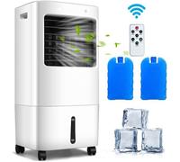 GOPLUS 20L Climatiseur Mobile 3-en-1 sans Évacuation-3 Modes ,4 Vitesses 10m/s Max,2 Blocs de Glace,Minuterie 7,5H-avec