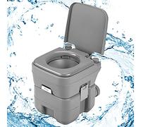 GOPLUS 20L Toilette Seche Portable, WC Mobile Chimique pour RV, Voitures Voyage en HDPE, Charge 150KG, 41x35x41CM (Gris)