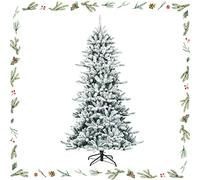 GOPLUS 210CM Arbre Noël Crayon Artificiel Floqué de Neige à Charnière Non Éclairé de avec 1108 Branches, Sapin de Noël Artificiel Base en Métal, Décoration Fête Arbre de Noël