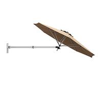 GOPLUS 247CM Parasol Cantilever Mural, Parasol de Jardin Extérieur avec Tête Inclinable & Support Réglable, 8 Baleines Robustes & Aération, pour Balcon, Terrasse, Cour (Beige)