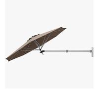 GOPLUS 247CM Parasol Cantilever Mural, Parasol de Terrasse avec Tête Inclinable & Support Réglable, avec 8 Baleines, Aération, Brun