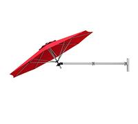 GOPLUS 247CM Parasol Mural, Parasol de Jardin Extérieur avec Toile Inclinable & Support Réglable, 8 Baleines Robustes & Aération, pour Balcon, Terrasse, Cour (Rouge)