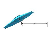 GOPLUS 247CM Parasol Mural, Parasol de Jardin Extérieur avec Toile Inclinable & Support Réglable, 8 Baleines Robustes & Aération, pour Balcon, Terrasse, Cour (Turqouise)